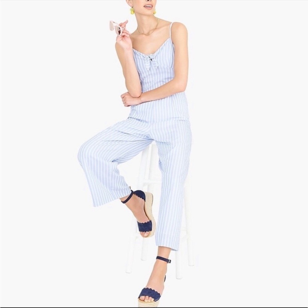 J Crew Tie-front striped jumpsuit